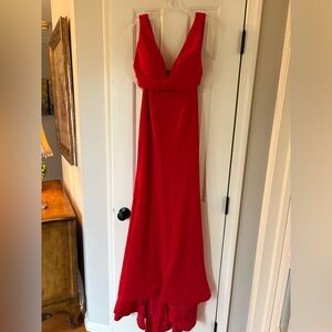 Jovani Red two piece evening Dress Plunge Neckline